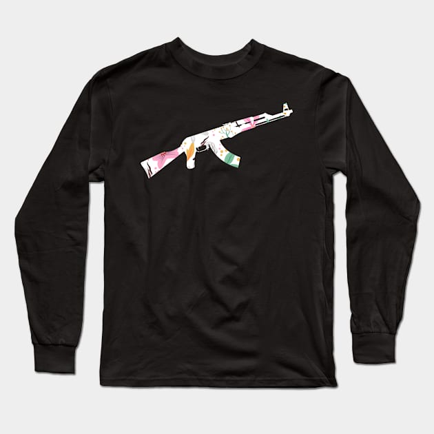 Hawaiian Gun Lover Firearm Tropical Beach Lover Aloha Riffle Long Sleeve T-Shirt by Blink_Imprints10